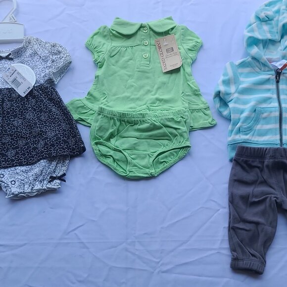 Baby Clothes Newborn lot of 6pcs, Nwt, - Dress, Bodysuit, Romper & Pant Set - Picture 1 of 5
